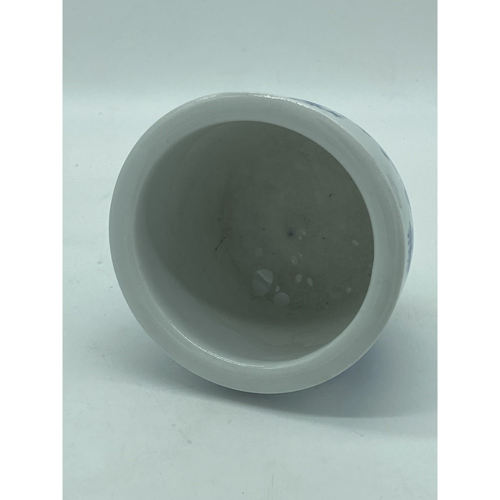 Chinoiserie Low Planter Bonsai Succulent Porcelain Small 5" Diameter White &Blue - Picture 4 of 5